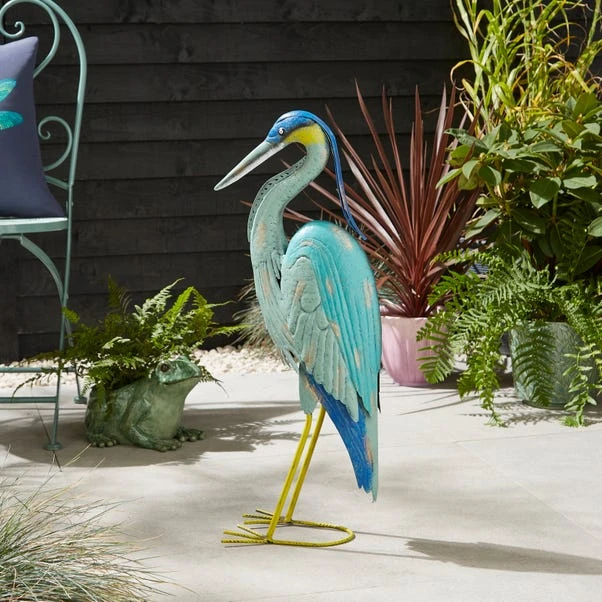 Blue & Gold Iron Crane Ornament 1 Blue & Gold Iron Crane Ornament