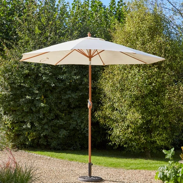 2.7m Cream Parasol With Wood Effect Pole 2 2.7m Cream Parasol With Wood Effect Pole - Image 2
