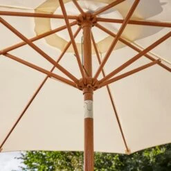2.7m Cream Parasol With Wood Effect Pole 8 2.7m Cream Parasol With Wood Effect Pole -Tower Garden Outlet Store 30925737 alt03
