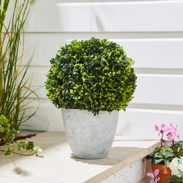 Artificial Round Topiary Tree In Grey Plant Pot 1 Artificial Round Topiary Tree In Grey Plant Pot