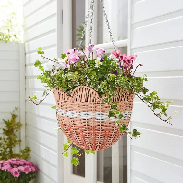 Scalloped Rattan Hanging Basket 1 Scalloped Rattan Hanging Basket