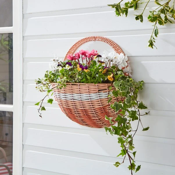 Faux Rattan Half Wall Hanging Basket 1 Faux Rattan Half Wall Hanging Basket