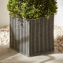 Artificial Boxwood Cone Shaped Tree In Woven Plant Pot -Tower Garden Outlet Store 30926619 alt01