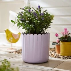 Bright Scalloped Metal Plant Pot -Tower Garden Outlet Store 30926671
