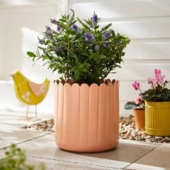 Bright Scalloped Metal Plant Pot -Tower Garden Outlet Store 30926672
