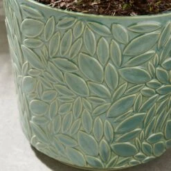 Leaf Embossed Stoneware Plant Pot -Tower Garden Outlet Store 30927965 alt01