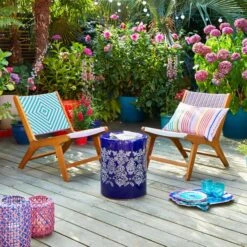 Sophie Robinson Coral & Cobalt Pavilion Deck Chair -Tower Garden Outlet Store 30934742 alt03