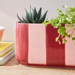 Elements Striped Ceramic Windowsill Plant Pot -Tower Garden Outlet Store 30943036 alt01