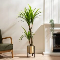 Gold Metal Plant Pot With Black Stand -Tower Garden Outlet Store 30958136 alt01