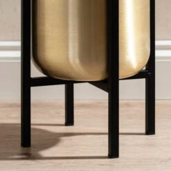 Gold Metal Plant Pot With Black Stand -Tower Garden Outlet Store 30958136 alt03