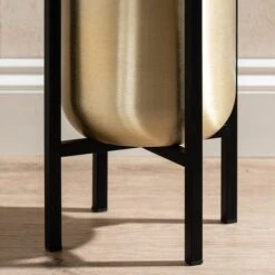 Gold Metal Plant Pot With Black Stand -Tower Garden Outlet Store 30958181 alt03