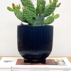 Ribbed Ceramic Plant Pot 11 Ribbed Ceramic Plant Pot -Tower Garden Outlet Store 30971674 alt01