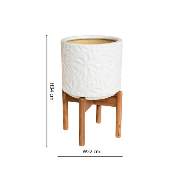 Aspen Flower Ceramic Plant Pot With Stand 11 Aspen Flower Ceramic Plant Pot With Stand - Image 11