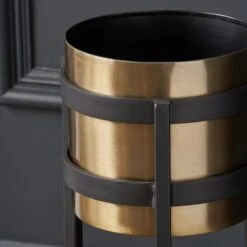 Brass & Black Metal Plant Pot & Stand -Tower Garden Outlet Store 30983261 alt02