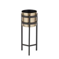 Brass & Black Metal Plant Pot & Stand -Tower Garden Outlet Store 30983261 alt03