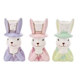 Eggs-traordinary Gift Co. Set Of 3 Bunny In Top Hat Mini Plant Pots -Tower Garden Outlet Store 30984516 alt02